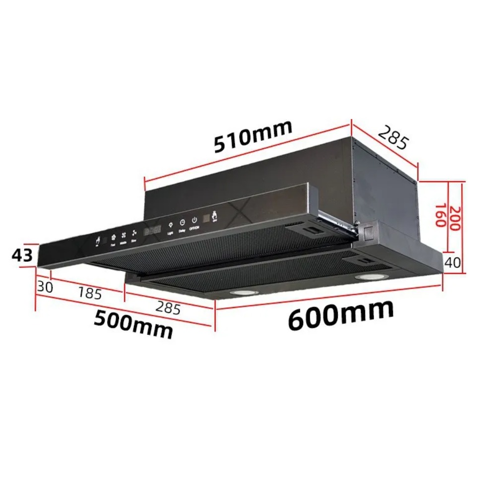 Home Kitchen & Bathroom - Afzuigkap voor huishoudelijk gebruik, uittrekbare afzuigkap,