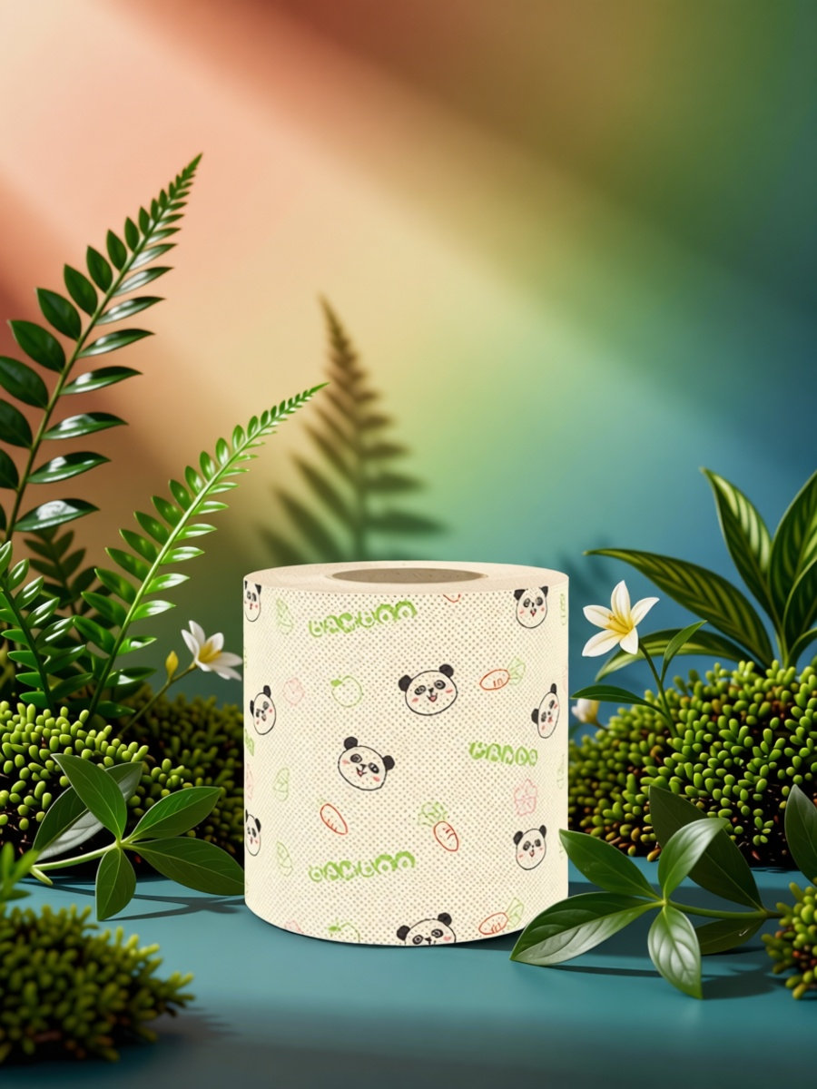 Home Office Bathroom - Toiletpapierrol van bamboe met een panda-print,