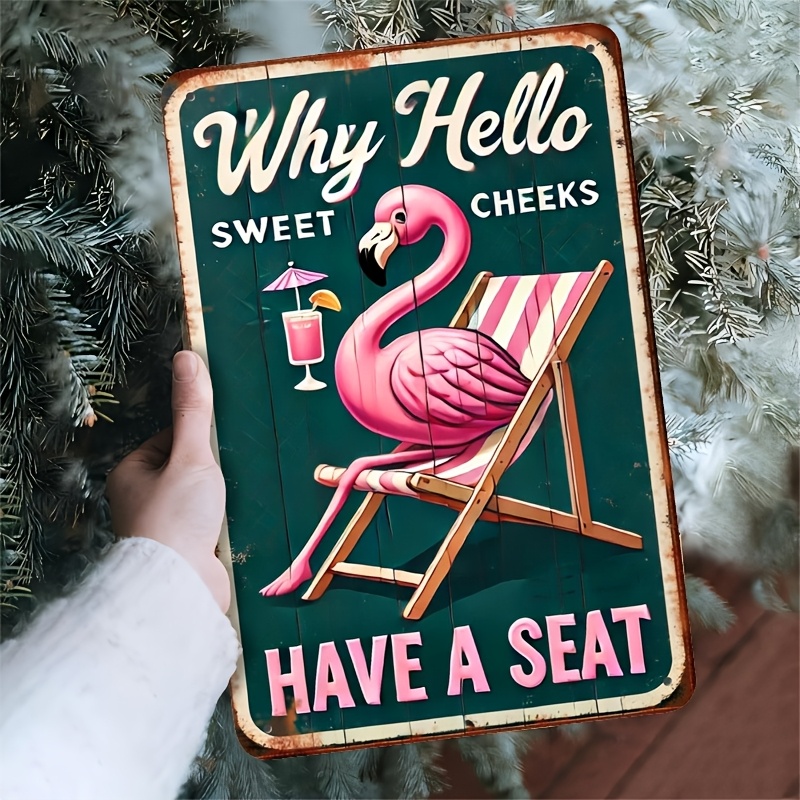 Home Bathroom Wall Art - Kamerdecoratie Flamingo Metalen Bord, 7.8x11.8in, Originele
