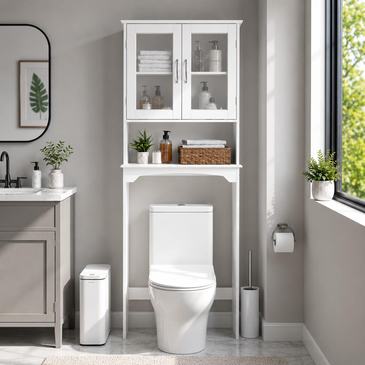 Home Essentials Bathroom Cabinet - Moderne opbergkast voor boven het toilet,