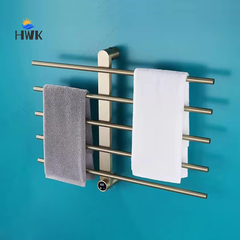 Towel Warmer Electric - Badkameruitrusting Geborsteld goud Handdoekdroger Roestvrij staal