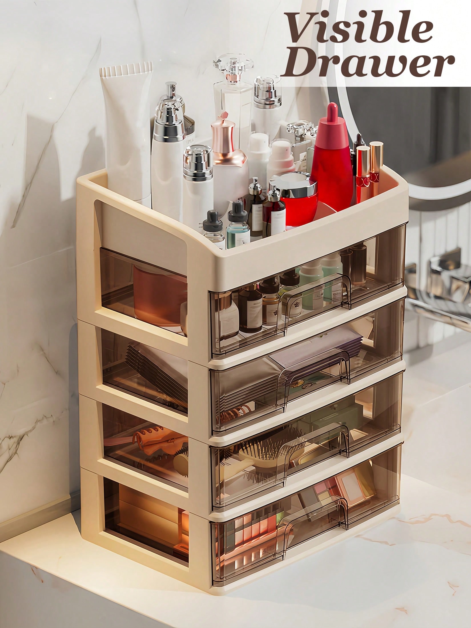 Home Essentials Bathroom Cabinet - Make-up organizer, make-up opbergladen, transparante make-up