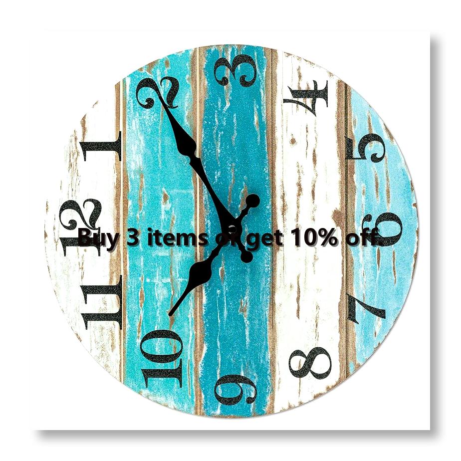Home Kitchen & Bathroom - Wandklok - Strandthema Blauwe Wandklokken, Werkt