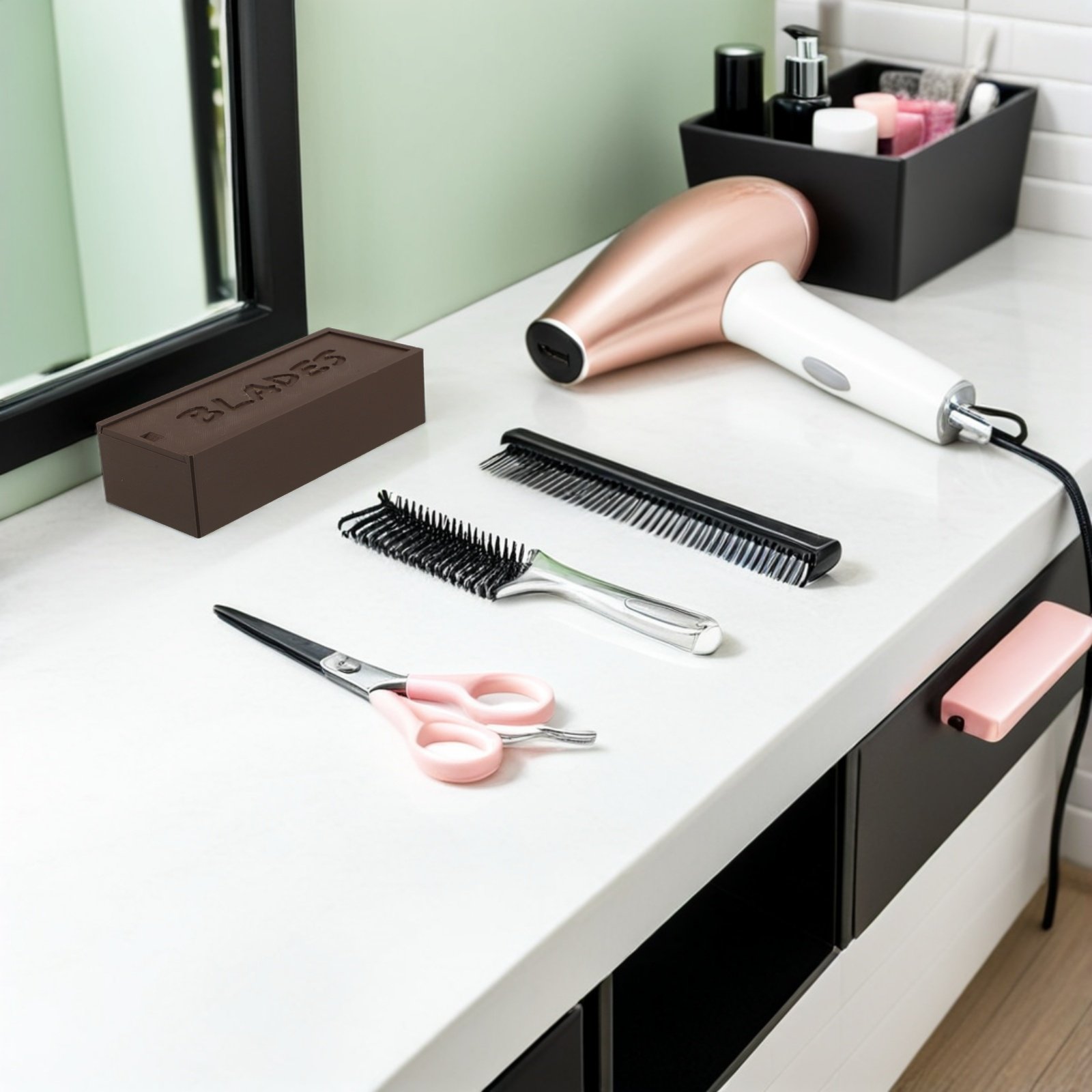 Home One Bathroom - Opbergdoos voor scheermesjes met dubbele compartimenten,