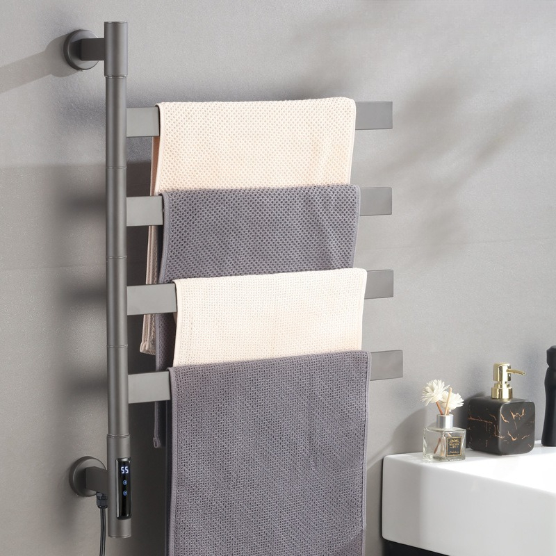 Towel Warmer Electric - Elektrisch verwarmd handdoekenrek Draaibaar badkamerhanddoekverwarmers Waterdicht