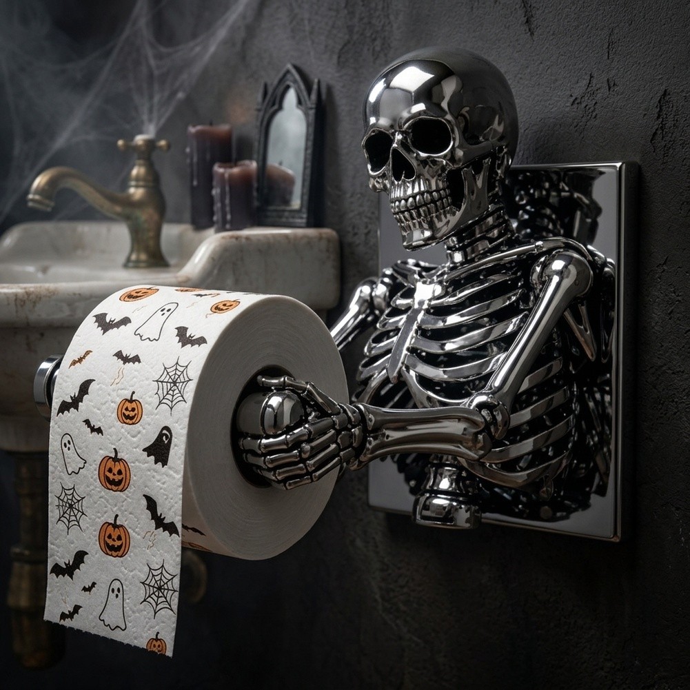 Gotische Skelet Toiletrolhoude - Home Bathroom Wallpaper recensie en prijs