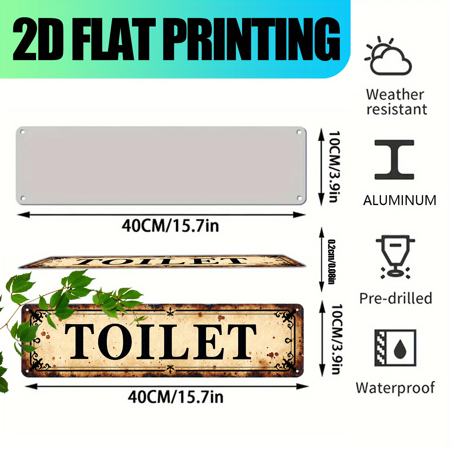 2D plat, vintage aluminium muu - Home Bathroom Wall Art recensie en prijs
