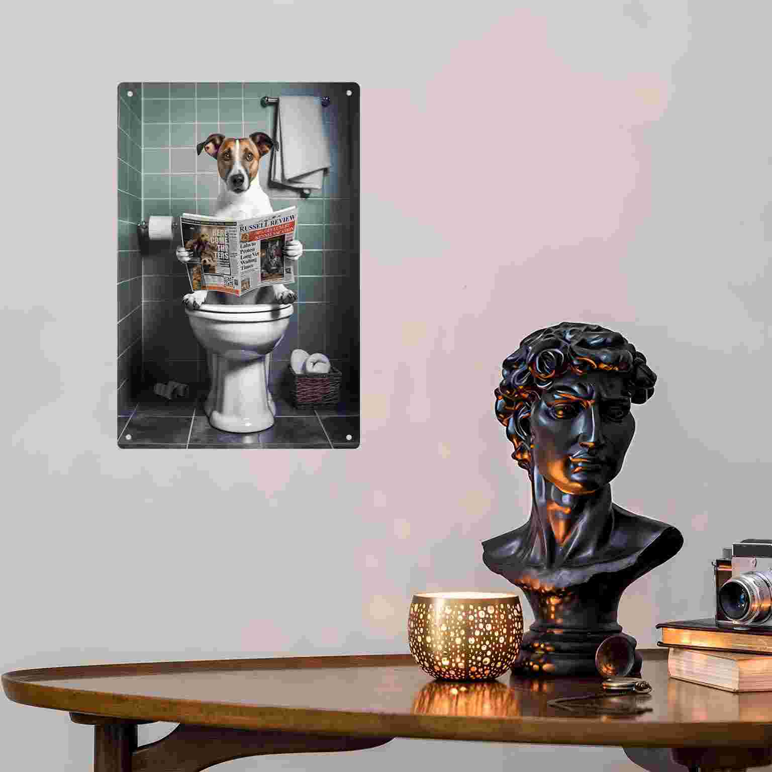 2D FLAT 1pc grappige hond die  - Home Bathroom Wall Art recensie en prijs