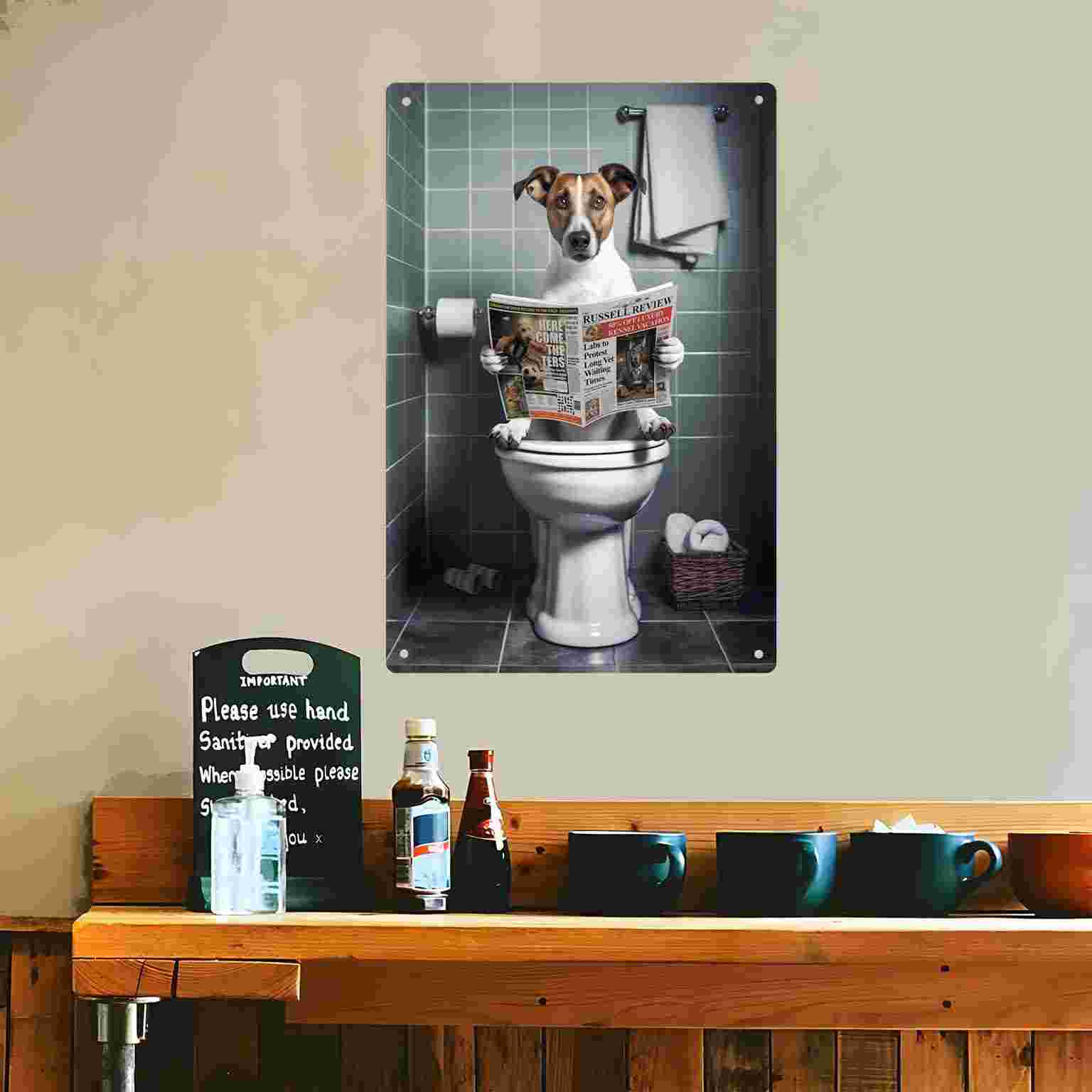 2D FLAT 1pc grappige hond die  - Home Bathroom Wall Art recensie en prijs