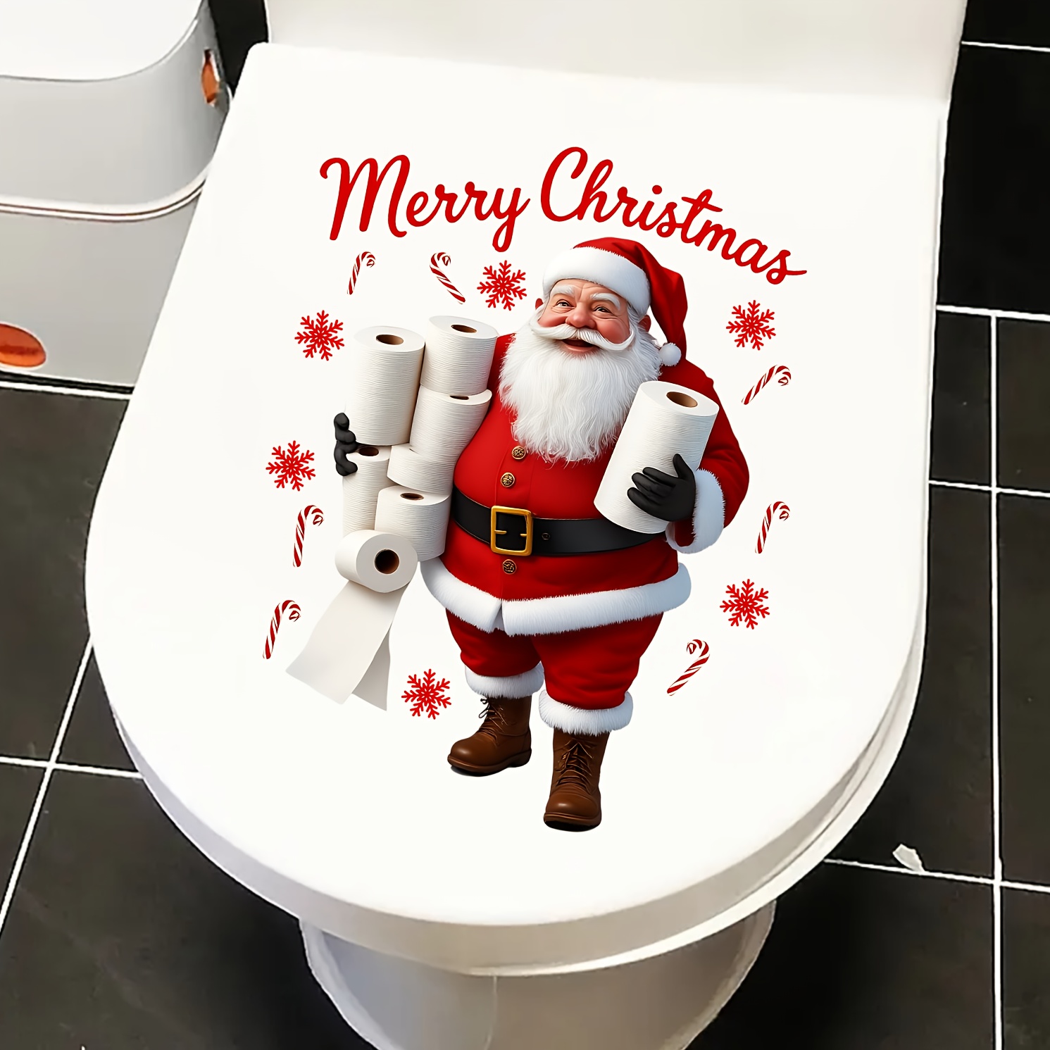 Grappige Kerstman Toiletpapier - Home Bathroom Wallpaper recensie en prijs