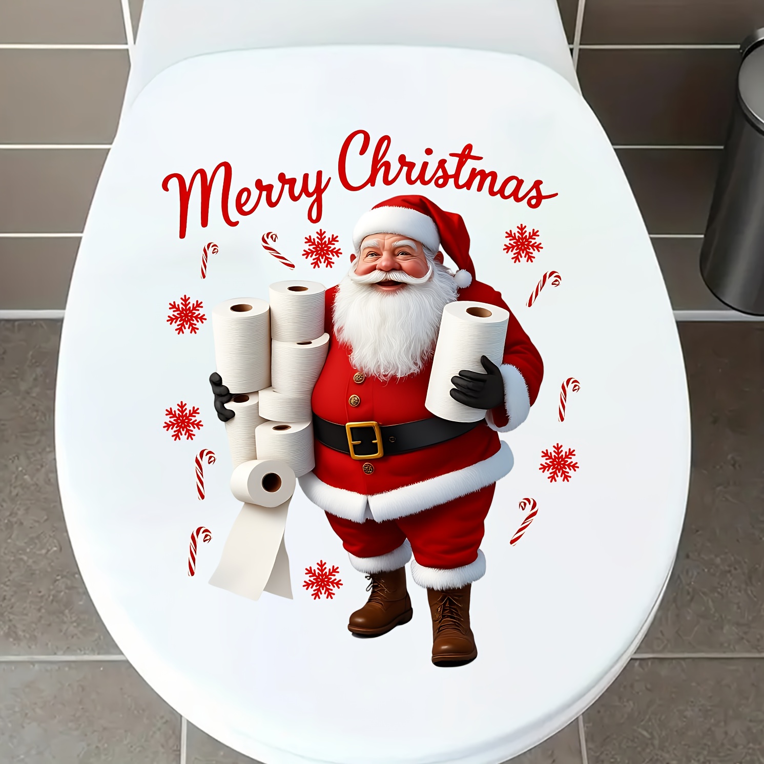 Grappige Kerstman Toiletpapier - Home Bathroom Wallpaper recensie en prijs