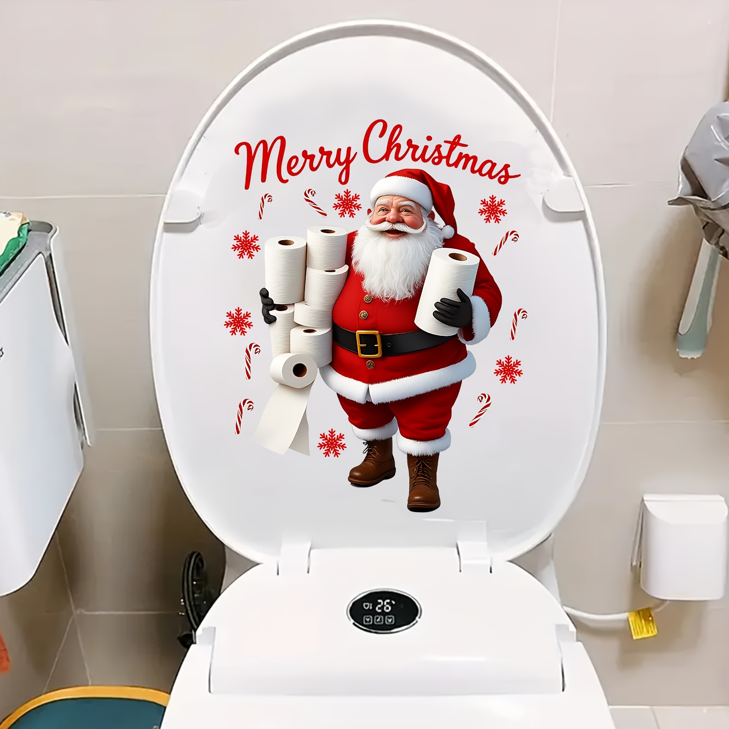Grappige Kerstman Toiletpapier - Home Bathroom Wallpaper recensie en prijs