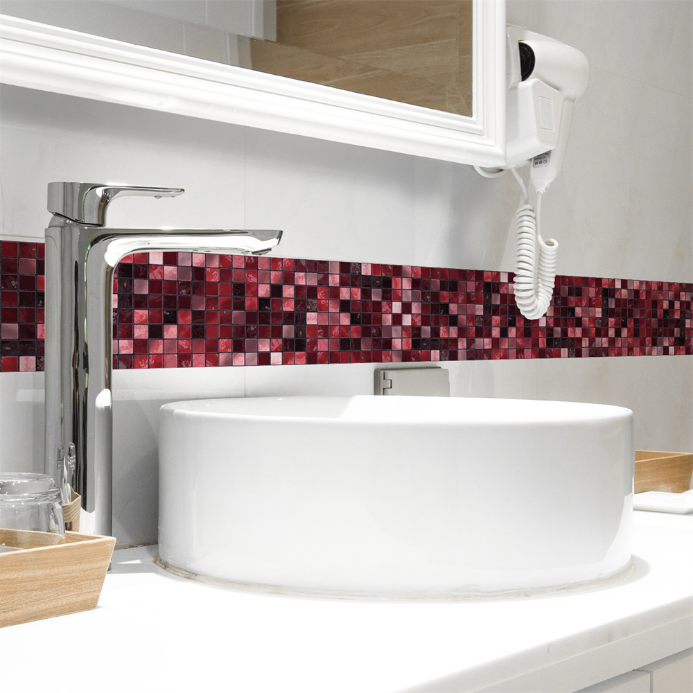 Rode Mozaïek Badkamer Waterdic - Home Bathroom Wallpaper recensie en prijs