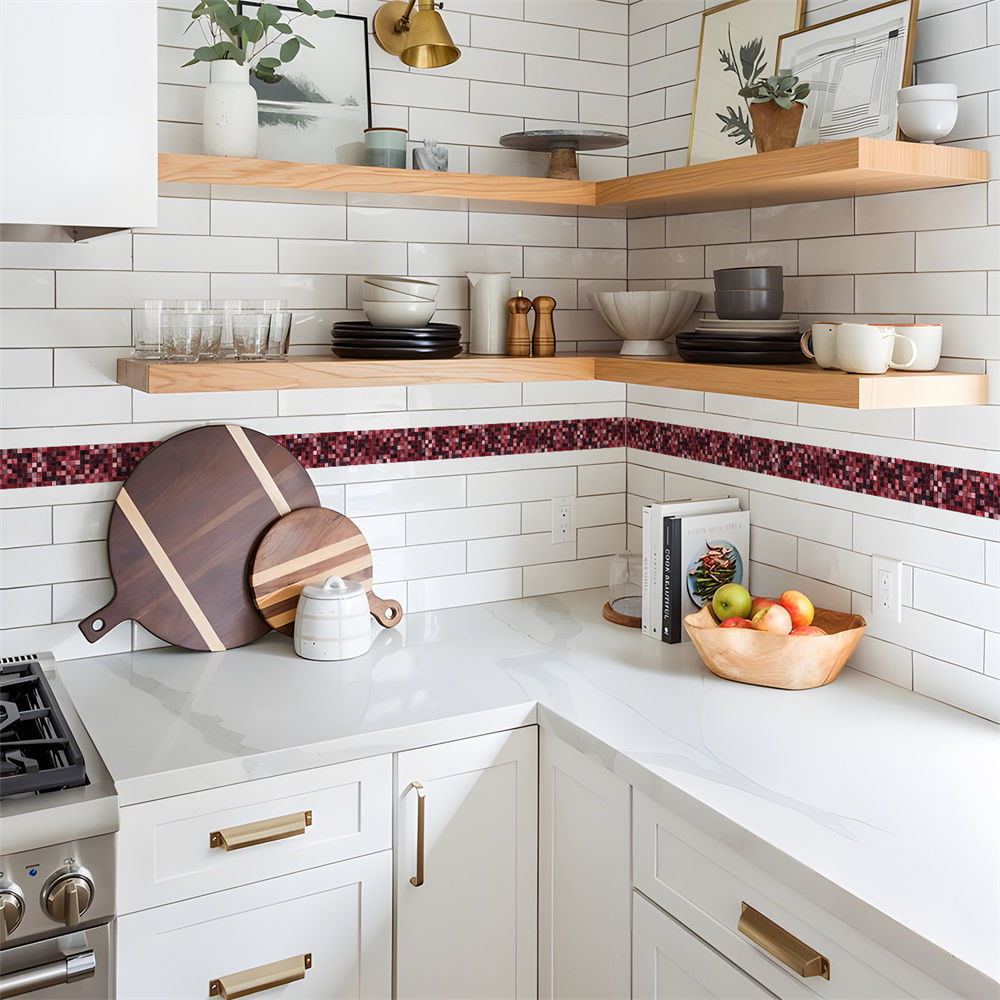 Rode Mozaïek Badkamer Waterdic - Home Bathroom Wallpaper recensie en prijs