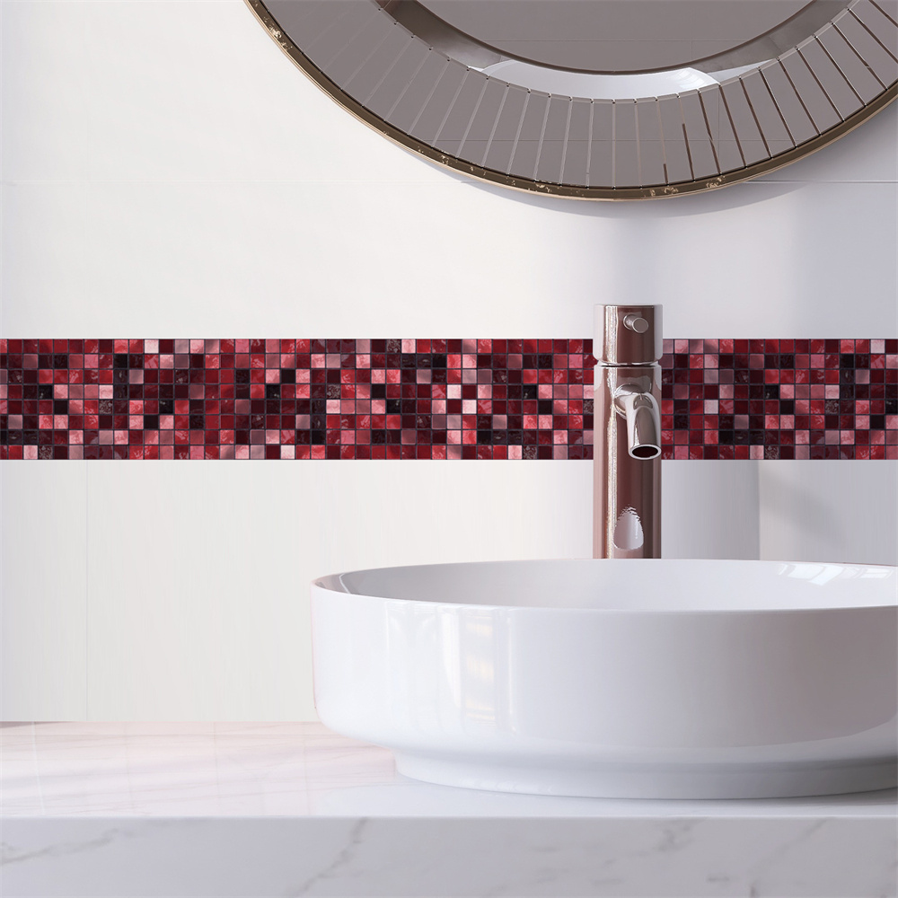 Rode Mozaïek Badkamer Waterdic - Home Bathroom Wallpaper recensie en prijs