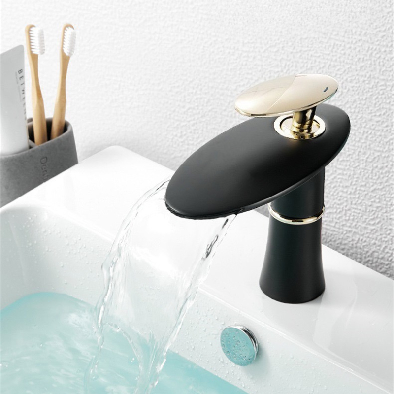 Wit/Zwart Goud Waterval Wastaf - Home Hardware Bathroom Sinks recensie en prijs