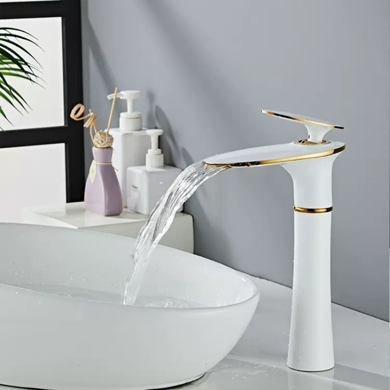 Wit/Zwart Goud Waterval Wastaf - Home Hardware Bathroom Sinks recensie en prijs