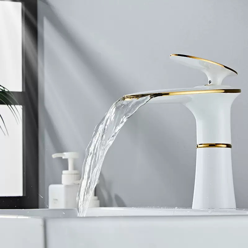Wit/Zwart Goud Waterval Wastaf - Home Hardware Bathroom Sinks recensie en prijs