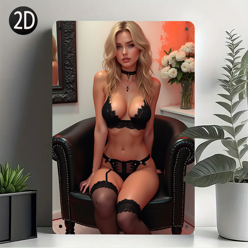Vintage Sexy Lady Metal Tin Si - Home Bathroom Wall Art recensie en prijs