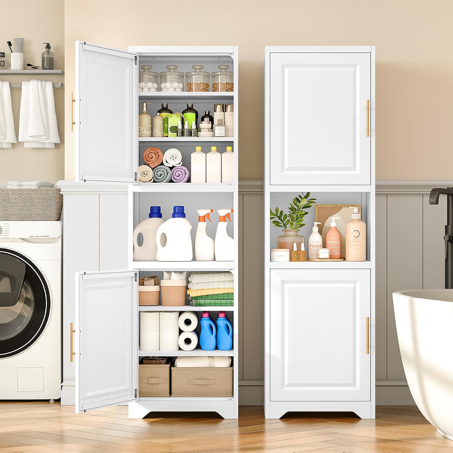 67 inch hoge smalle opbergkast - Home Bathroom Door recensie en prijs