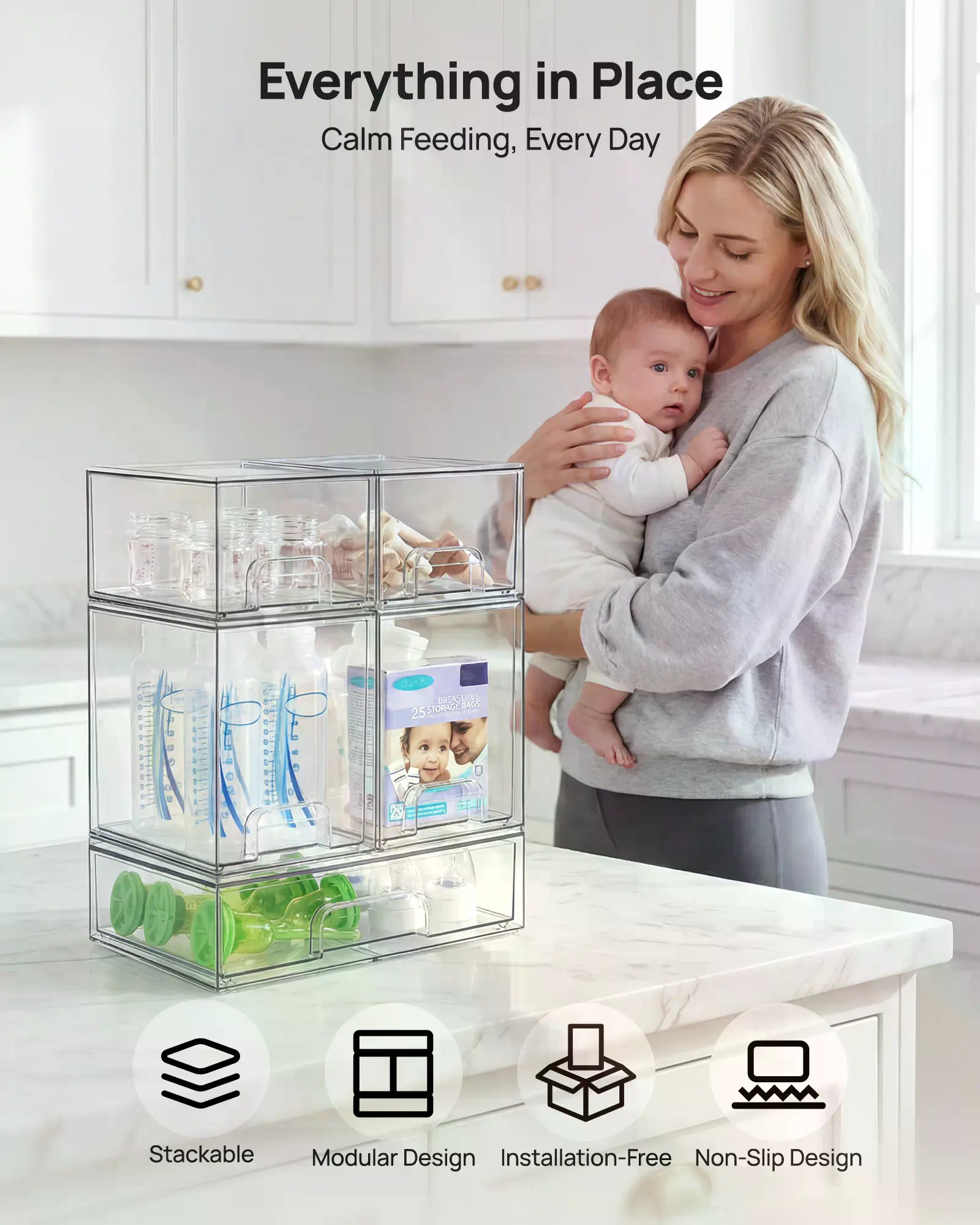5/8-pack stapelbare flessenopb - Home Bathroom Supplies recensie en prijs