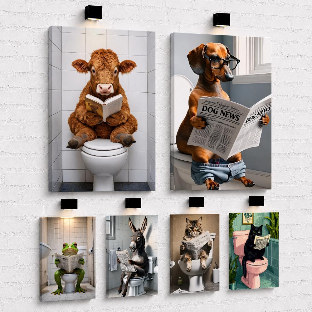 Badkamer Kat Leest Op Toilet I - Home Bathroom Wall Art recensie en prijs