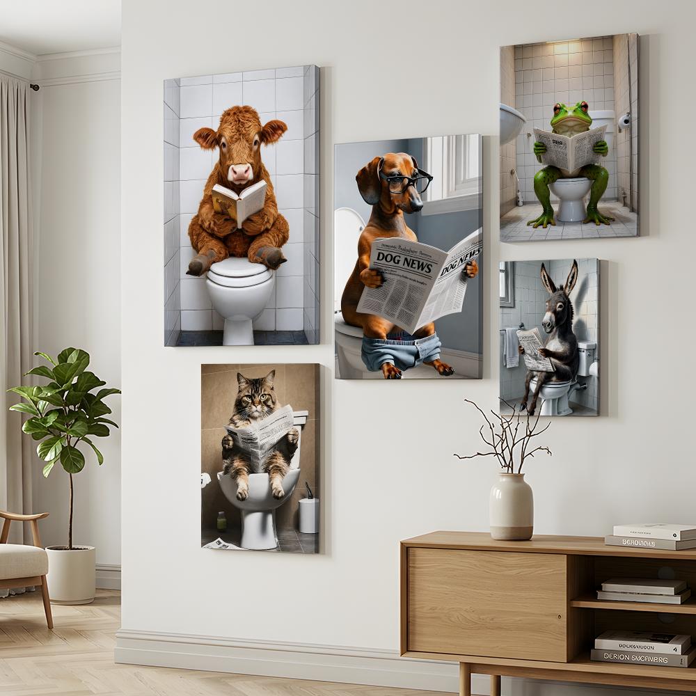Badkamer Kat Leest Op Toilet I - Home Bathroom Wall Art recensie en prijs