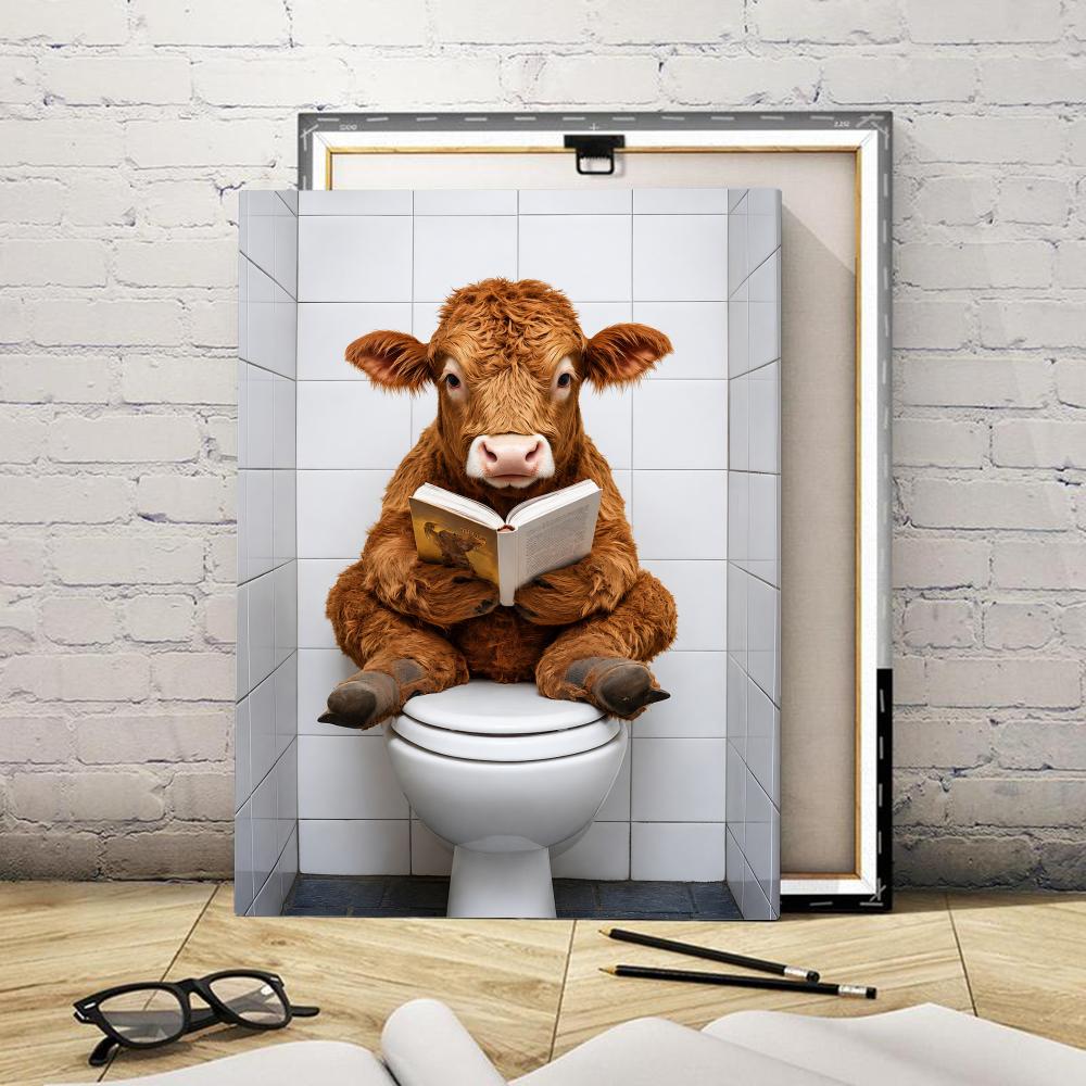 Badkamer Kat Leest Op Toilet I - Home Bathroom Wall Art recensie en prijs